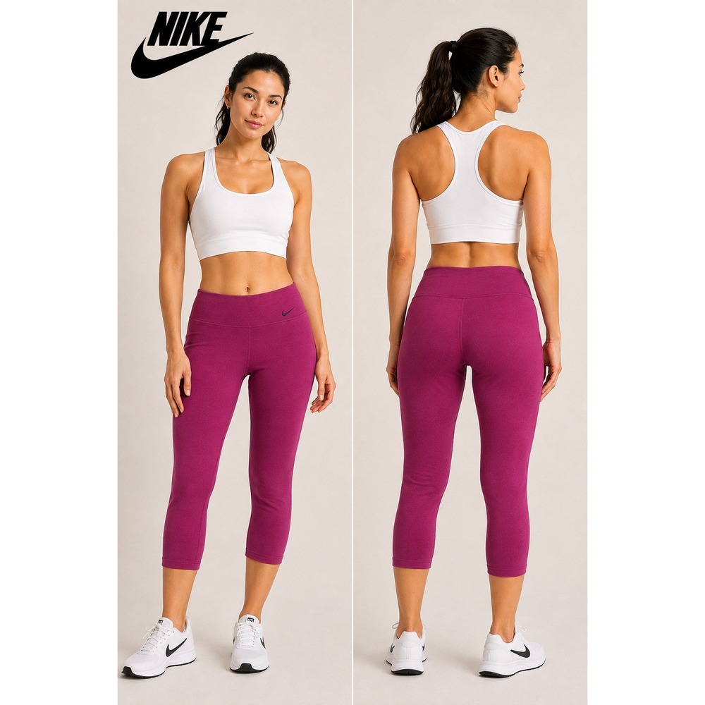 Nike Dri-FIT Cropped Leggings Berry Pink Athletic Gym Yoga Capri Size Large